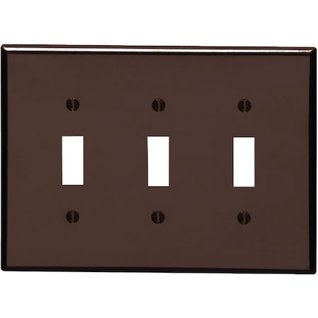 Leviton 3-Gang Smooth Plastic Mid-Way Toggle Switch Wall Plate, Brown 002-80511-000